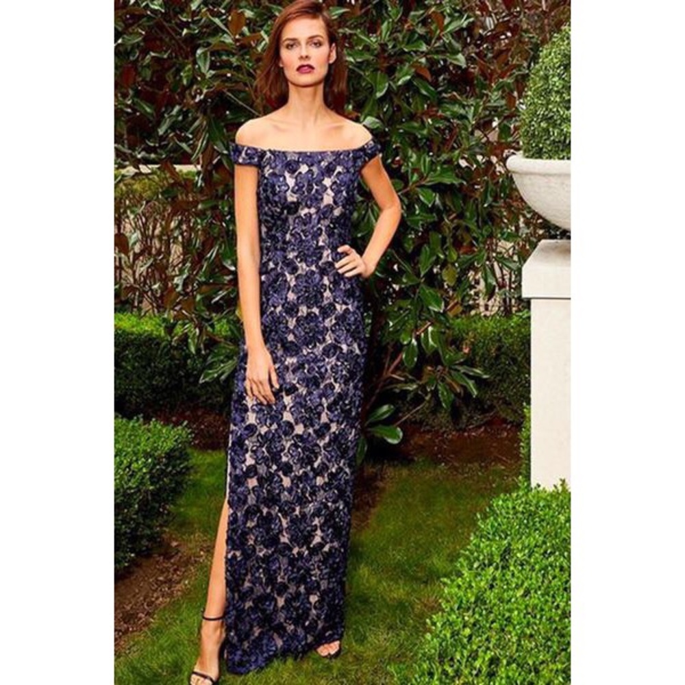 Fleur Floral Applique Dress gown by AIDAN MATTOX